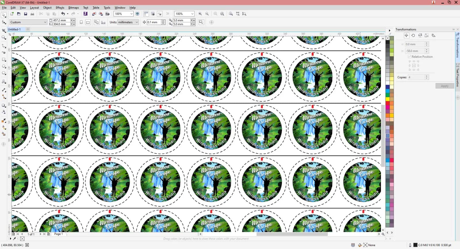 Badge artwork laid out for production